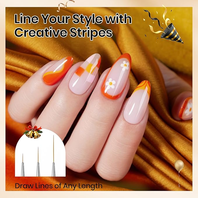Beetles Nail Art Brushes 8pcs – Crystal Nail Art Tools 5pcs Double-headed Nails Dotting Tool, 3pcs Striping Liner Brushes for Nails with Pearls Bowknot Stickers, DIY Home Salon Manicure Design Tools
