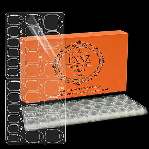 300 Pcs (10 Sheets) Nail Adhesive Tabs, Ultra Thin Double-Sided Nail Sticky Tabs for Press on, 15 Sizes Jelly Nail Glue Stickers Waterproof Press on Nail Sticky Tabs for Manicure Nail Accessories