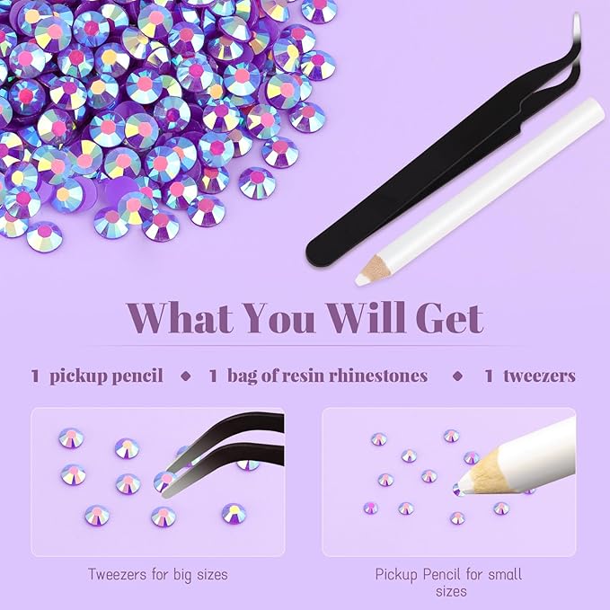 1500PCS 6mm Resin Jelly Rhinestones in Bulk (Dark Purple AB), Bedazzling Flatback Crystals Rhinestones for Crafting DIY Nail Decoration, Gems Diomand Charms for Tumbler Shoes Clothing Fabric