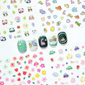 4 Sheets of 3D Nail Stickers - 292 Cute Nail Decals - Embossed Nail Stickers for Kids | Kawaii Theme - Flowers, Hearts, Bunny, Panda, Dinosaurs | Glow in The Dark