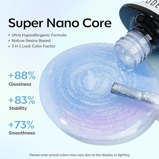 Modelones Pearl Iridescent Gel Nail Polish, 15 ML Shimmer Celestial Blue Mermaid Nail Drawing Glitter Pearlescent Summer Gel Polish Soak Off Led Nail Gel Polish Swirl Shell Thread Effect DIY Mani Gift