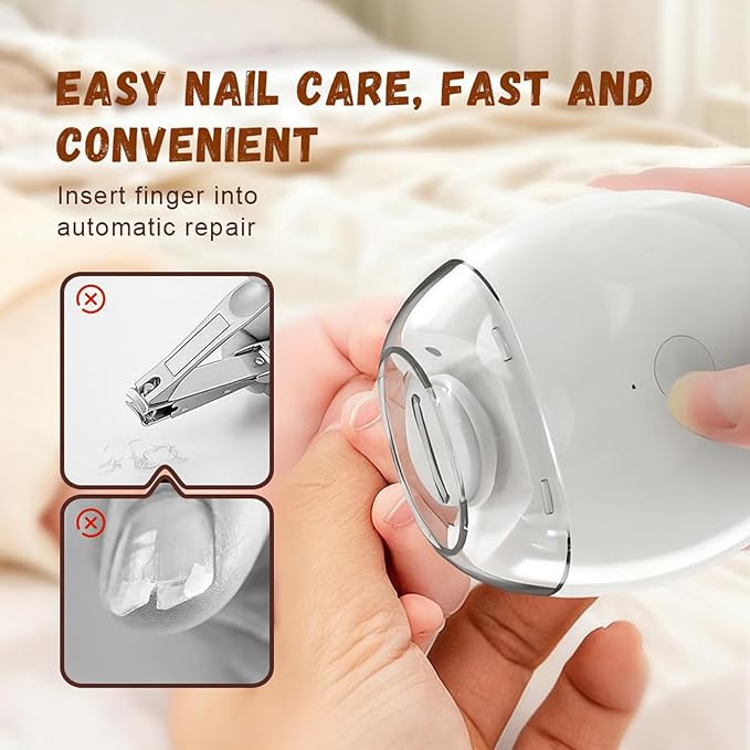 Universal Automatic Fingernail Grinder,Portable Electric Nail Clipper with LED Light and 3 Speeds,360° Silent Auto Fingernail Cutter and Polishing Trimmer for Safe (2 PCS)