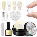 3D Gel Nail Art Kit-Yellow Aurora Solid Builder Gel for Nails 3D Sculpting Carving Building Modeling Hard Extension for Beginner DIY Salon at Home Cured Needed