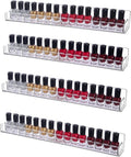 4 Pack Acrylic Nail Polish Rack Wall Mounted Shelf with Removable Anti-Slip End Inserts, Clear Nail Polish Holder Organizer Display Stand