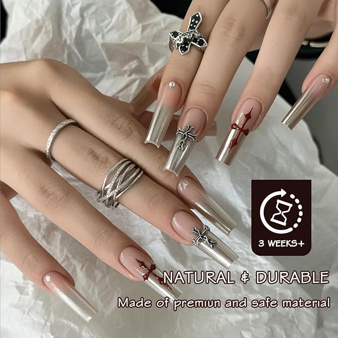 ELLEWIN 480PCS Natural Clear and White Nail Tips, Natural C Curve Half Cover for Acrylic Nails Kit, 10 Sizes Soft Square Fake Nails Gel Nail Extension for Salons and Home DIY Gifts