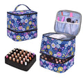 Upgraded Nail Polish Organizer Case - Holds 30 Bottles and 1 Nail Light, Double-layer Nail Bag Organizer Case Nail Polish Storage Bag with Handles (Style B-Flower)