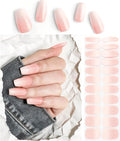 Semi Cured Gel Nail Strips Skin Pink Ombre Gel Nail Stickers with UV/LED Required Long Lasting Gel Nail Stickers Includes 22 Strips 2 Prep Pads, Nail File & Wooden Stick