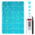 Teal Blue AB Resin Rhinestones w B7000 Glue for Bedazzling Crafting 2mm-6mm Turquoise Blue Flatback Jelly Stones Diamonds Gems Bedazzler Kit for Nails Eyes Face Makeup Tumblers Bottles Crafts