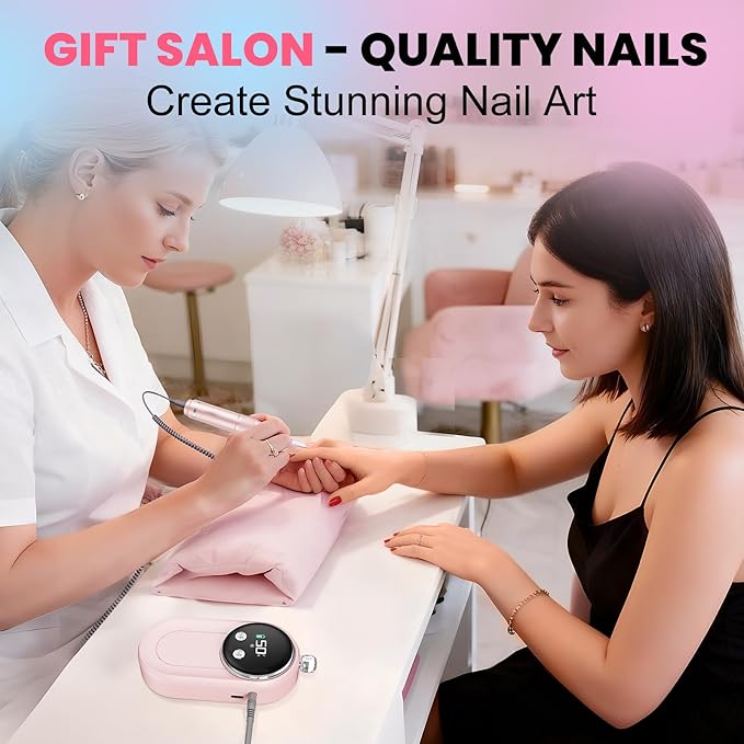 High Speed Nail Drill for Acrylic Removal, 50,000 RPM Pro E-File with LCD, Bits Kit & Anti Slip Pad, MG101L Quick Gel Removal, Precise Shaping, Portable for Nail Art Practice & Salon Use
