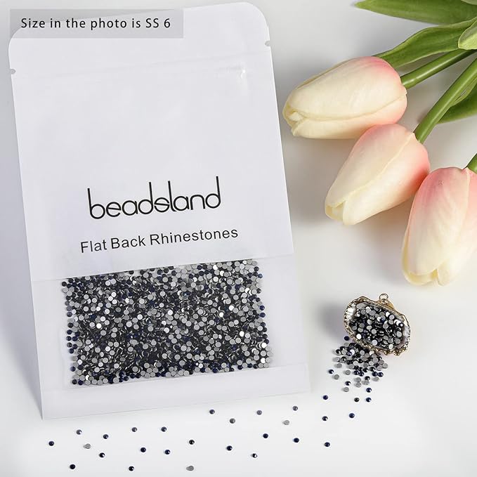 Beadsland Flat Back Crystal Rhinestones Round Gems for Nail Art and Craft Glue Fix, Montana, 1.9-2.1mm, SS6/1440pcs