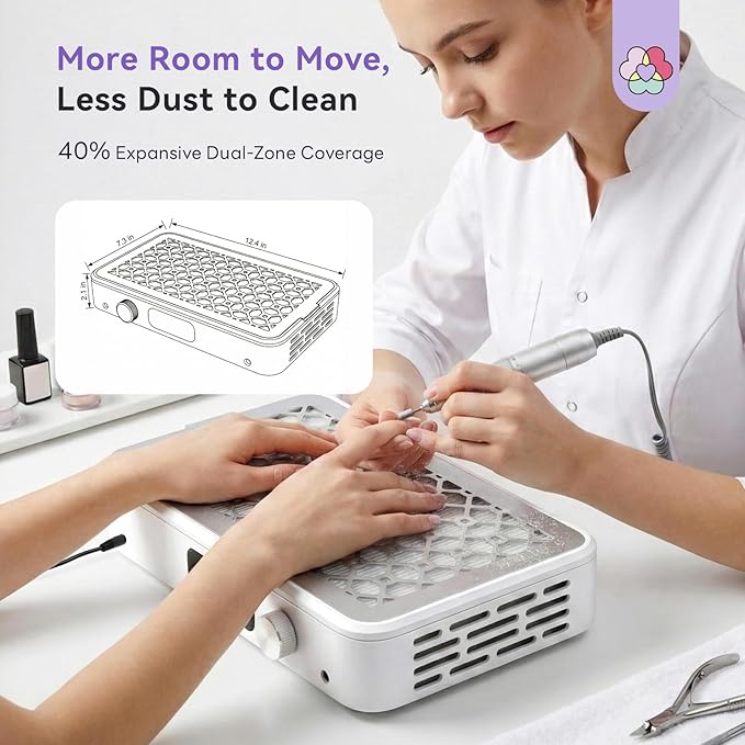 SAVILAND Pro Nail Dust Collector 2026: 1800Pa Dual Turbo Brushless Motor Dust Collector Nail Tech 5 Adjustable Speeds Powerful Collector Vacuum For Acrylic Nail Removal Quiet Salon Nail Desk Must Have