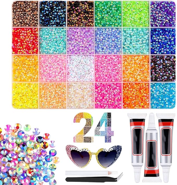 Bedazzler Kit with Rhinestones, 2026 New Resin Jelly Rhinestones for Bedazzling, Multicolor 3mm Flatback Gems for Nail Diamond Art Crafting Book Makeup (24000)