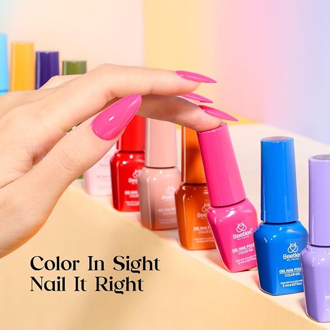 Beetles Gel Nail Polish Kit with U V Light - 25 Colors Valentines Gel Polish Set 51 Pcs Imprints of Time Nail Kit One Color One Bottle with Top &Base Coat Beauty Must Have DIY Salon Gifts for Women