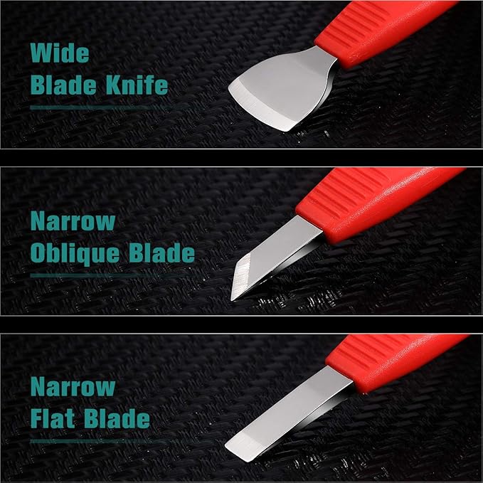 BEZOX Ingrown Toenail Removal Blades and Foot Callus Knife - 3 Different Blades Pedicure Knives with Toenail Lifter and Thick Nail File - Red