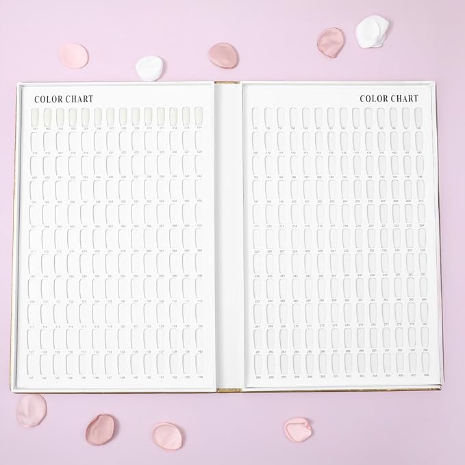 308 Colors Nail Swatches Book with 360 Nail Tips Professional Nail Color Chart Card Display Gel Polish Book Nail Painting Practice Design Board No Need Pasting, No Need Glue for Nail Salons
