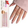 Gel French Tip Nails Medium Almond French Tip Press on Nails SXVME White French Nail Tips 150Pcs Pre-applied Tip Primer Natural Skin Tones Fake Nails Extensions Gel Nail Kit for Women Girls DIY