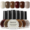 10ml Chocolate Brown Nail Polish Set 6 Colors Fall Winter Mocha Quick Dry Nail Polish Non Gel for Women Girls Gift