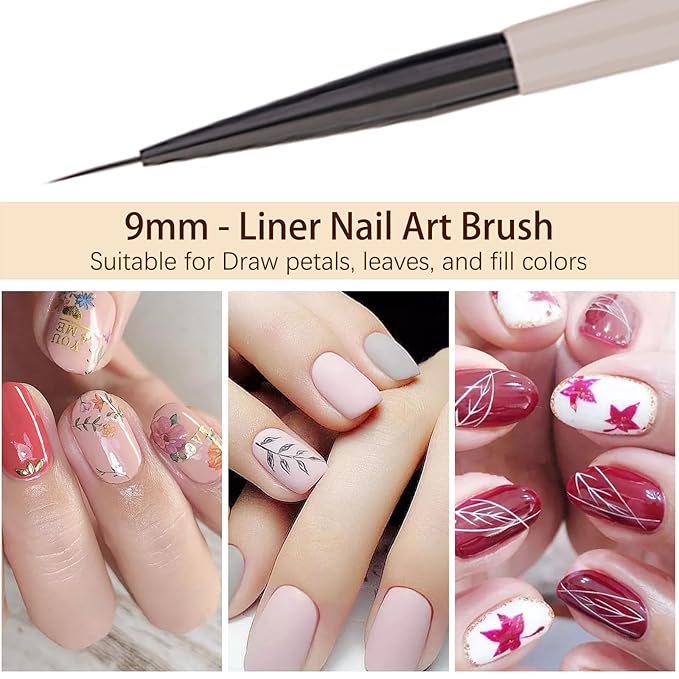 Nail Art Brushes for Drawing Petals & Leaves, Nails Design Painting Brush, Watercolor Paint Brush for Nails, Acrylic & Gel Nail Polish Brush for Manicure Salon & DIY Home Manicure