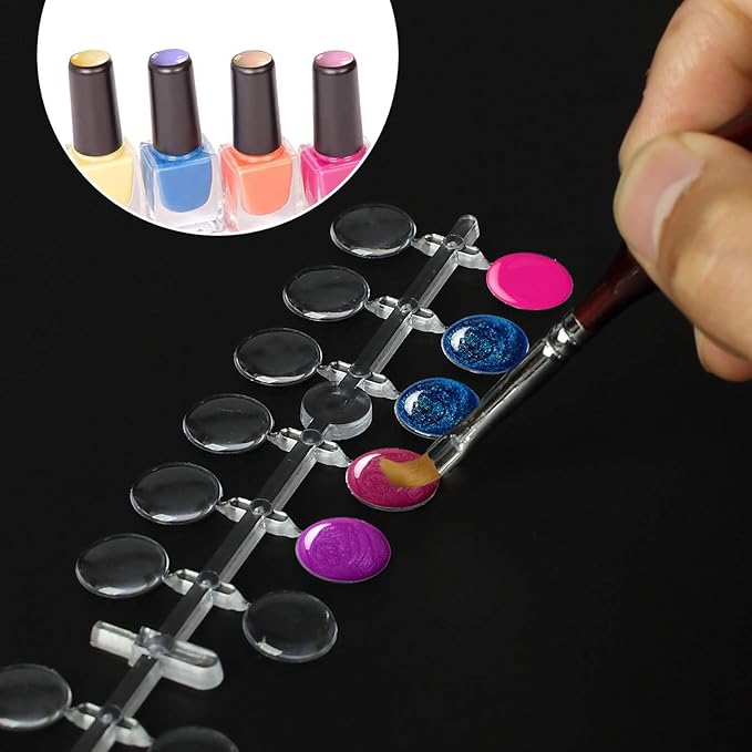 240 Pcs Round False Nail Display Tips- Transparent Nail Art Display Chart Nail Art Color Display Tips Tool Nail Swatch Sticks with Adhesive Sticker for Nail Polish Training Practicing Color Displaying