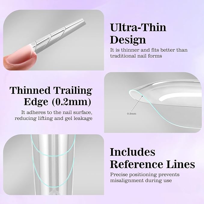 240 PCS Sandwich Nail Dual Forms, 14 Sizes Nail Tips for Builder Gel, Dual Forms for Polygel, Nail Extension for Beginner & Professional, Create Salon Quality Nail Art at Home (Trapezoidal)