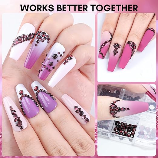 Makartt Dark Purple Nail Rhinestone Flatback Rhinestone Round Amethyst Crystal Glass Nail Charms Diamonds Nail Jewels Rhinestones for DIY Crafts Makeup Nail Art Supplies Accessories Christmas Gift