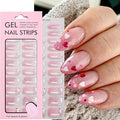 Cute Valentines Day Gel Nail Stickers Gradient Pink Nail Strips Polish Romantic Love with Glitter Designs Full Wraps Gel Nail Strips Cute Heart Nail Decals for Women Manicure Decorations 1 Sheets
