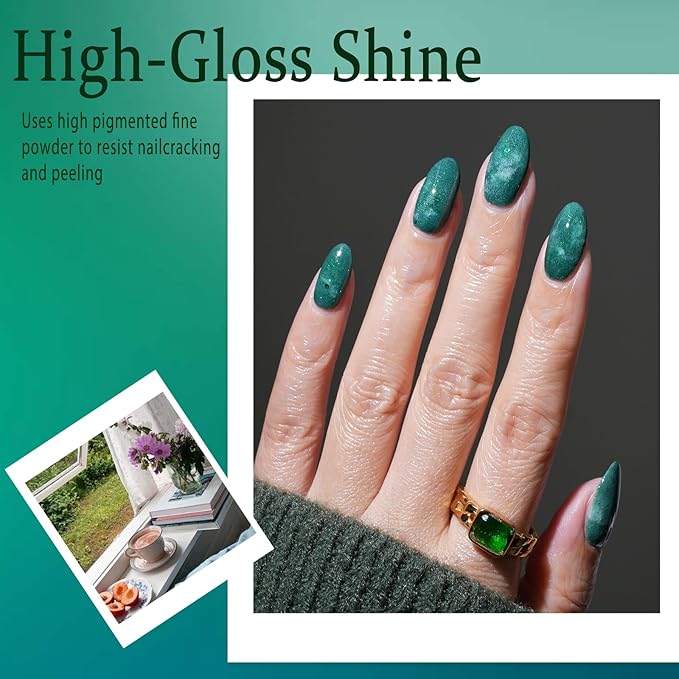 AZUREBEAUTY Dip Powder Nail Kit,St. Patrick's 6 Colors Glitter Green Forest,Dipping Powder Color French Nail Art Manicure DIY Salon Gifts for Women, No Need Nail Lamp Cured