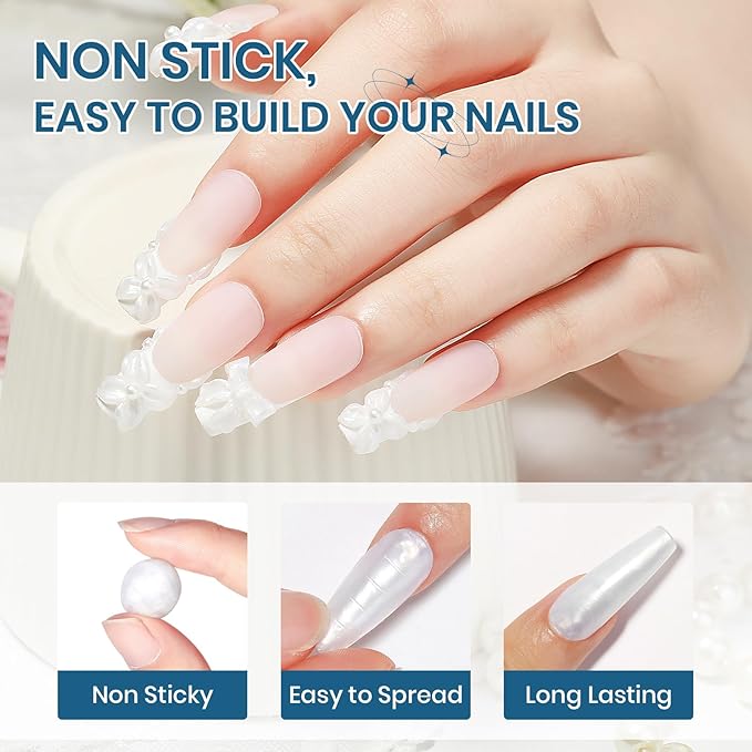Clear and Pearl White Nail Extension Gel 3D Nail Art Sculpture Hard Gel with Silicone Pen for Carving Patterns Decoration Home Manicure DIY for Women
