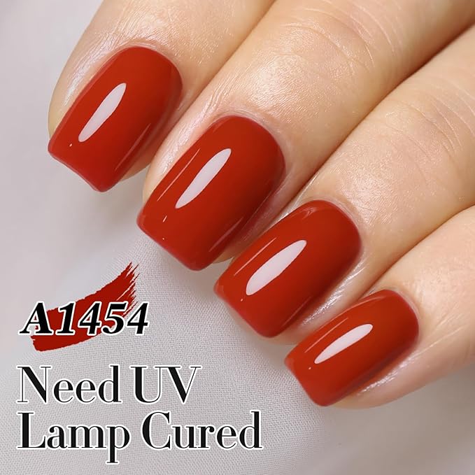 Double Rhythm Gel Polish 15ML Jelly Sheer Pastel Light Milky Color Pearl White Bottle 1 PC 0.5 OZ Full Size Nail Art Salon at Home (Light Brown Red-D1454)