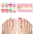 NOVO OVO French Tip Toe Nail Tips press on 8 MIXED COLOR, Sharp Square Toe Nail Tips BABY PINK Toenail Extension, Need Builder Gel Top Coat, no Glue, Full Cover Acrylic for DIY x 15 Sizes 240 pcs