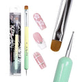 Ivy-L Premium 2 Ways French Gel Acrylic Nail Art Kolinsky Brush with Dotting Tool for Professional Manicure Nail Art Design Cuticle Clean-up + Lime Green Wood Handle (Size 14)