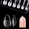 Gelike ec Extra Short Almond Nail Tips: 120PCS Soft Gel Tips for Full Cover Gel Nail Tips Pre Etched - PMMA Resin Clear False Nails 12 Sizes for Girls