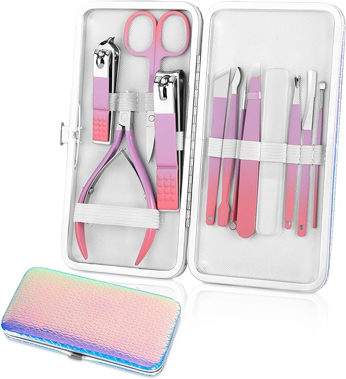 Nail Kit Women Professional Manicure Pedicure Set Nail Clippers Kit Ultra Sharp Nail Cutter Nail Care Tool Cuticle Trimmer Grooming Kits with Travel Case,12in1,Suitable for Home Travel,Gifts for Women