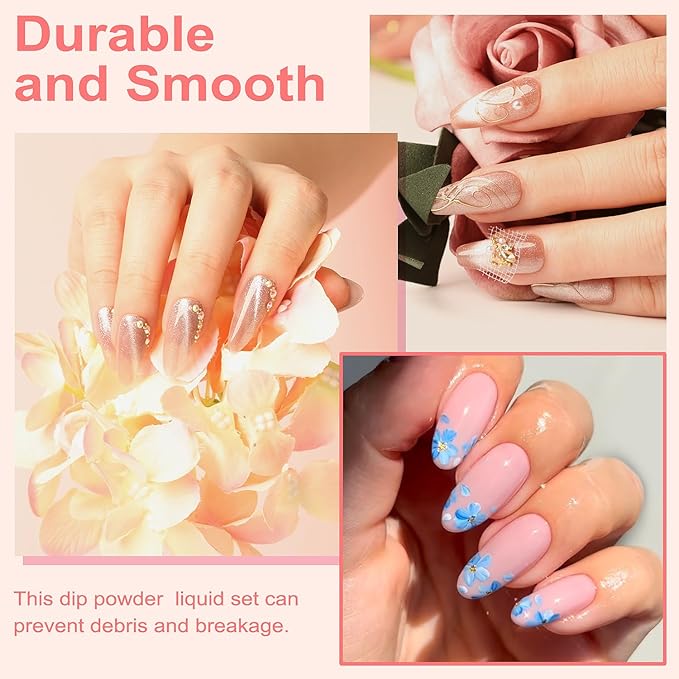 Lavender Violets Dip Powder Liquid Set with Nail Primer, Activator, Base and Top Coat Long Lasting for Dip Powder Nail Kit J781