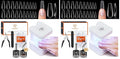 modelones Gel Nail Kit, Fake Nails Long Coffin, 9-in-One Glue Prep Dehydrator & Portable Mini U V Light Acrylic Clipper, 500Pcs Coffin Tips for Extension Kit DIY Salon Home Gifts for Women (Pack of 2)