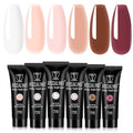ROSALIND White Nude Brown Christmas Poly Nail Gel, 6 Colors 0.34 oz/10 ml Poly Extension Gel Nail Enhancement Builder for French Manicure Home Salon Design Need U V/LED Lamp Fall Colors