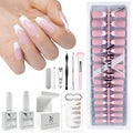 SXC Cosmetics French Tip Press On Nails Pink Series, Medium Coffin X-Pro Tips Starter Kit