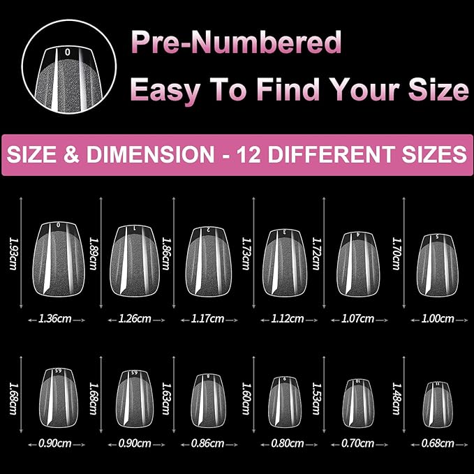 BlueZOO Extra Short Coffin Fake Nails Soft Gel Nail Tips, 600Pcs Full Cover Clear Press On Nails for Acrylic Nail Tip Soak Off Home DIY Salon, False Nail Tips for Beginner and Professional Manicure