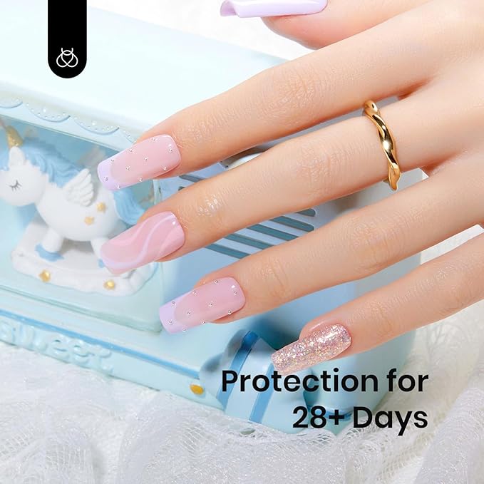 Beetles Pink Base Gel Nail Polish 1 Pcs 15ml: Nude Pink 5 in 1 Pastel Builder Jelly French Tip Base Color Gel Polish Strengthener Soak Off U V LED Lamp Cure Nail Art