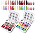 Gradient Painting Gel Set, 24 Nude Almond Black White Bright Colors Ombre Gel Nail Polish for Pigment Pat Nail Gel Kit, Silky Texture, French Manicure DIY Nail Art, No-wipe Soak of UV