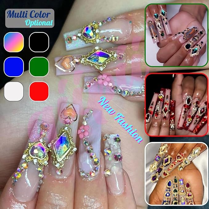 24pcs Crystal AB Nail Rhinestone Luxury Nail Charms 3D Heart Charms for Nails Big Nail Gems Nail Crystal Diamonds Jewelry Stones Alloy Nail Art Studs Nail Art Supplies w Box for Nails Decorations