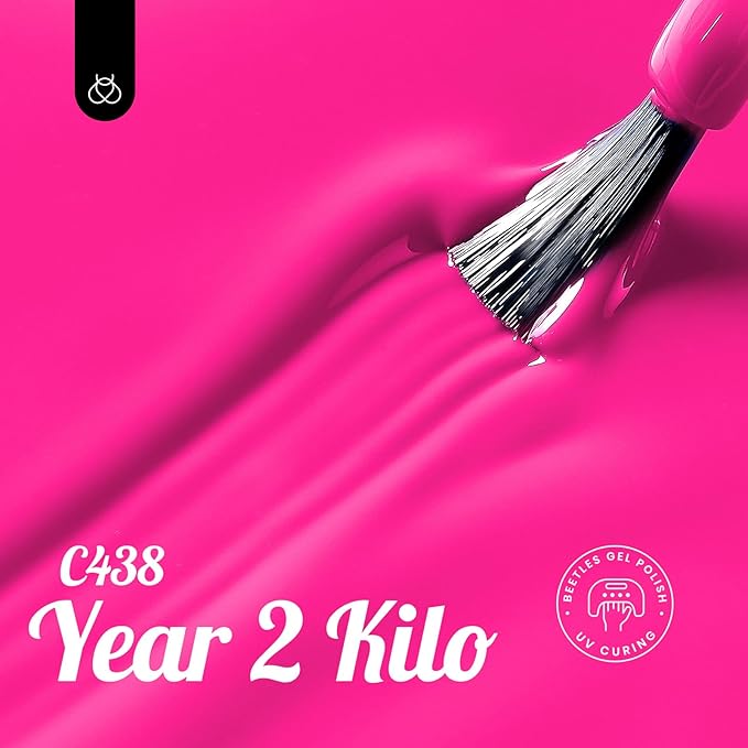 Beetles Pink Gel Nail Polish - Year 2 Kilo Hot Pink Gel Polish, 15ML/0.51Fl Oz Neon Color, Soak Off UV LED Lamp Nail Art, Long-Lasting Manicure Salon DIY Home Spring Nails - Gifts for Her