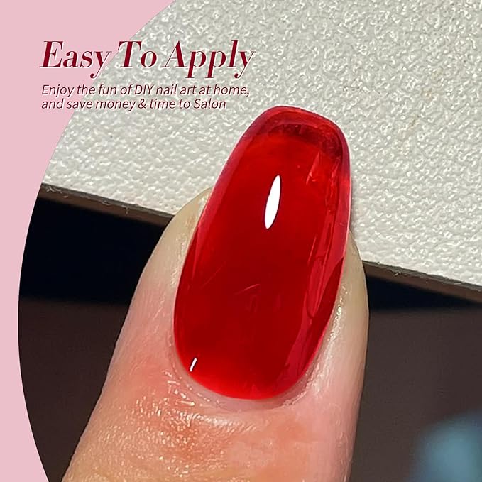 Born Pretty Jelly Gel Nail Polish Spring Summer Neon Gel Polish,Brown Blood Wine Red Blue Purple Green Translucent Effect,Soak Off U v LED Light Cure Nail Art Kit for Salon Manicure and DIY at Home