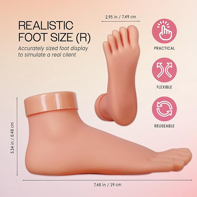 Venuse Practice Fake Foot Model Flexible Movable Soft Silicone Prosthetic Manicure Tool for Nail Art Train