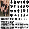 3 Boxes Jet Black Nail Rhinestones 240 Multi-Shapes Stones for Nails Big Gems K9 Glass Flatback Round Beads Diamonds Jewels Nail Art Charms for Face Eyes Makeup Crafts Tumblers Bottles Clothes