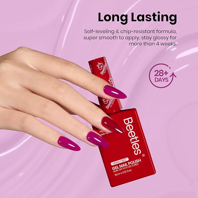 Beetles HEMA-Free Gel Polish Set – 6 PCS 15ml Burgundy Dark Red Brown Black Gray Colors Gel Nail Kit UV Nail Polish Color DIY Midnight Elegance Manicure Home Salon Valentines Gifts for Women