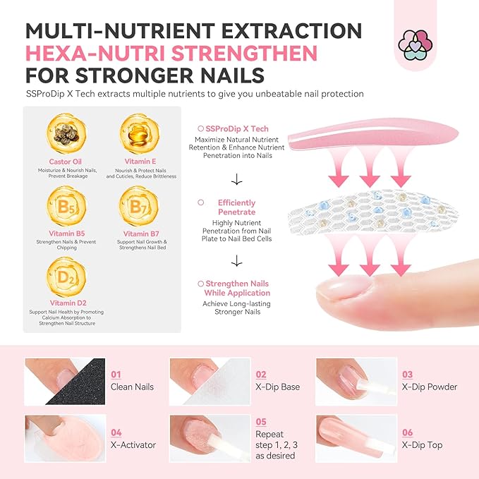 SAVILAND Dip Powder Nail Kit with Drill: 6 Color Winter Dip Nails Powder Starter Kit Pink Nude Glitter Clear with Liquid Set Base Top Activator French Manicure Beginner DIY Home Christmas Gift