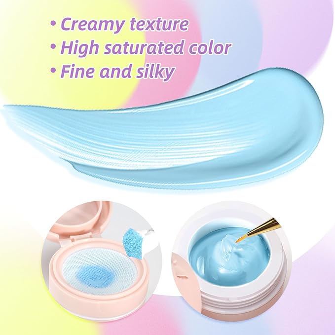 Cushion Gradient Painting Gel, Ombre Nails Aura Nails Full Coverage Precise Control of Each Dip Matte Effect Non-Wip Long Lasting French Manicure Soak Off UV LED DIY Nail Art (05)