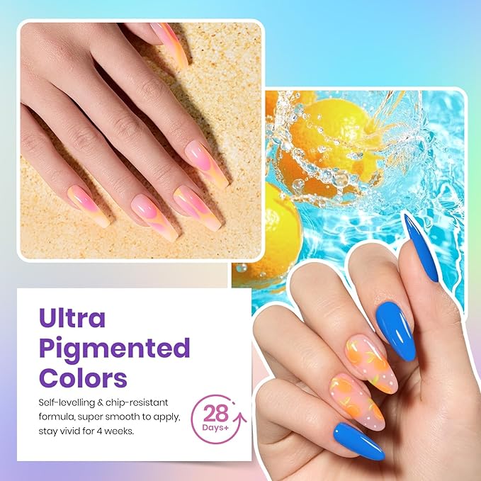 Beetles Spring Gel Nail Polish Set - Vibrarnt Holiday 55 Colors Gel Polish Kit with 5 Pcs Base Glossy Matte Top Coat UV LED Soak off Nail Polish Red Brown Pink Green Blue Easter Gifts for Women