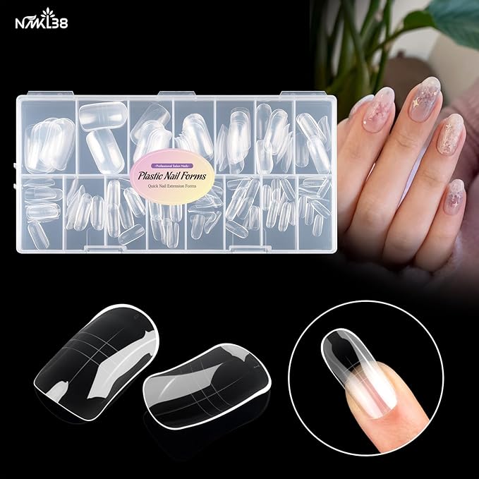 NMKL38 150PCS Dual Nail Forms 12 Sizes Extension Poly Nail Gel Full Cover Nail Molds With Scale Nail Art Design for Salon DIY at Home